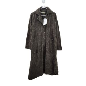 Cynthia Ashby Women's Benton Corduroy Asymmetrical Oversized Coat Lagenlook